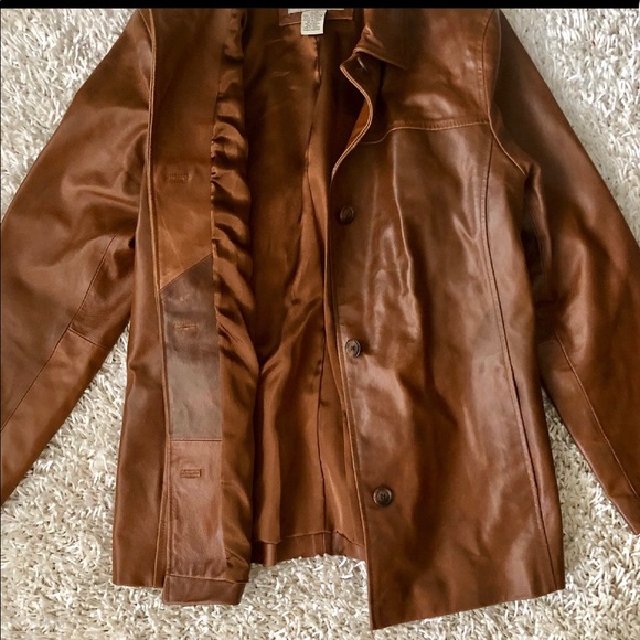 TWO TONE COLOR BLOCK LEATHER COAT - Picture 7 of 8
